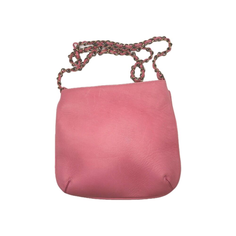 Vintage Van Eli Pink Faux Leather Shoulder Bag Woven Chain Strap 9x8x.5 in